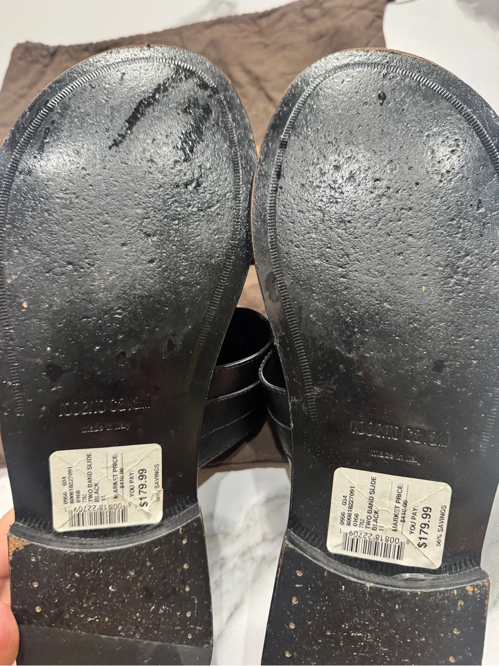 Roberto Cavalli Black Leather Slide Sandals with Metal Logo Accent